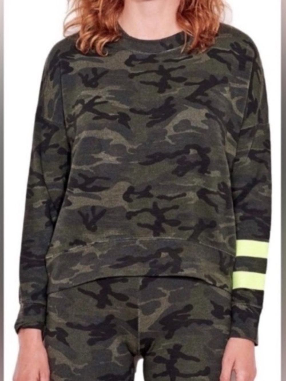 Sundry Anthropologie Camo Green Crewneck Lightweight Sweatshirt Size 1 Small